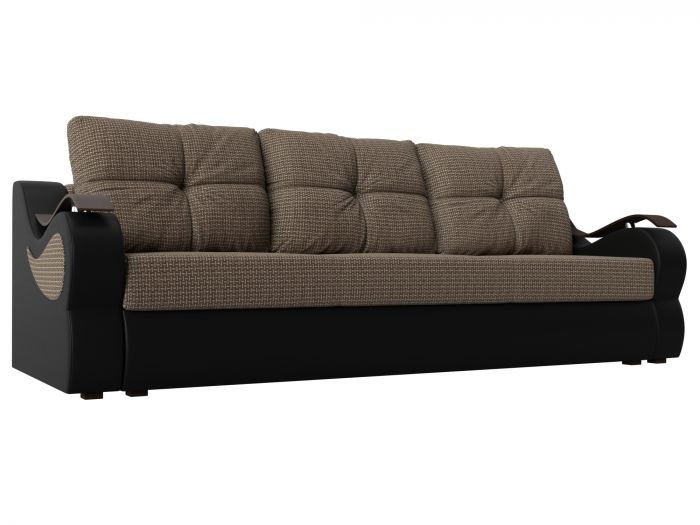 100485 Прямой диван Меркурий еврокнижка | Корфу | экокожа | Корфу 03 | черный