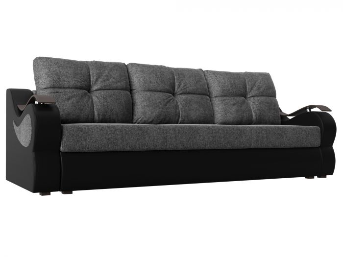 100488 Прямой диван Меркурий еврокнижка | Рогожка | Экокожа | Серый | черный