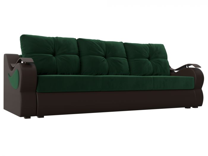 111364 Прямой диван Меркурий еврокнижка | Велюр | Экокожа | зеленый | коричневый
