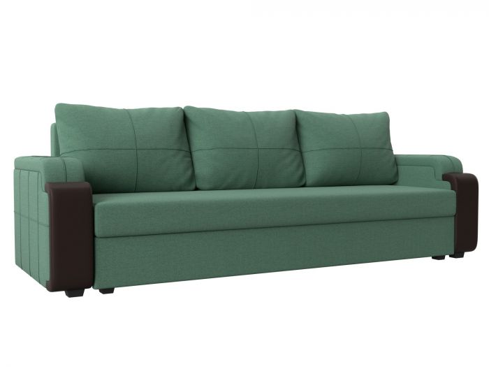 121560 Прямой диван Николь Лайт | Рогожка | Экокожа | Амур зеленый | коричневый