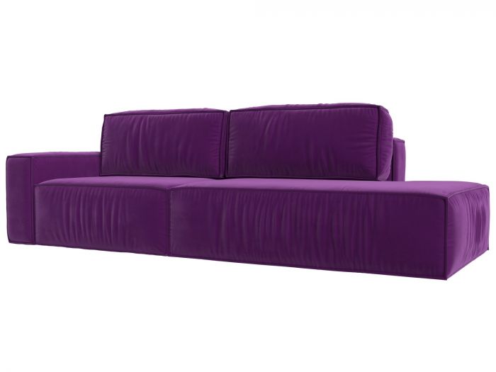 116802L Прямой диван Прага модерн подлокотник слева | Микровельвет | Фиолетовый