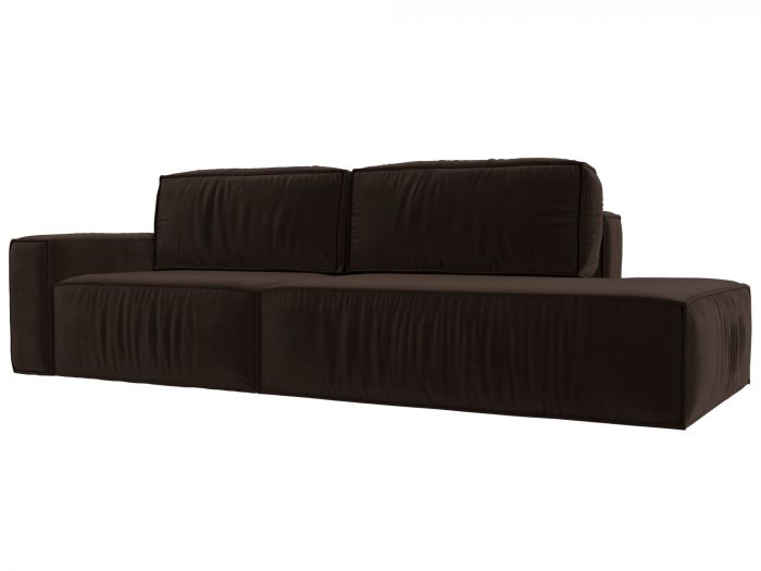 116800L Прямой диван Прага модерн подлокотник слева | Микровельвет | Коричневый
