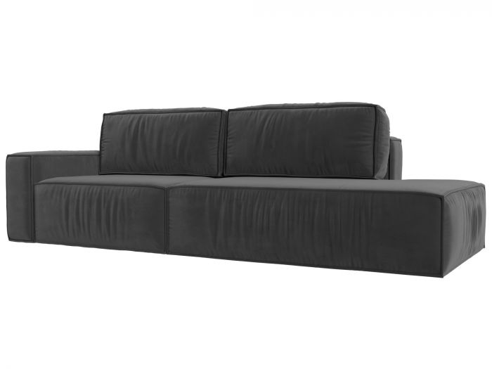 116792L Прямой диван Прага модерн подлокотник слева | Велюр | Серый