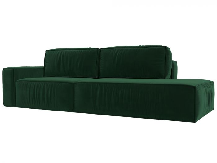 116790L Прямой диван Прага модерн подлокотник слева | Велюр | Зеленый
