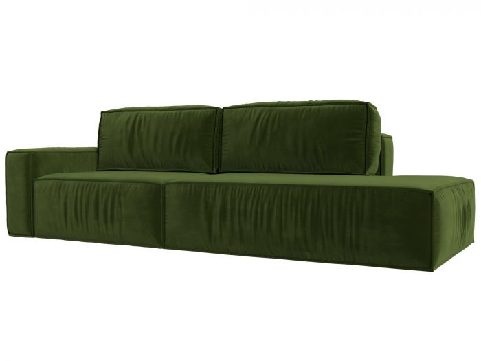 116798L Прямой диван Прага модерн подлокотник слева | Микровельвет | Зеленый