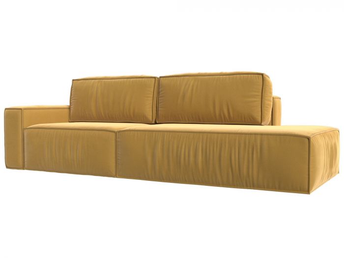 116797L Прямой диван Прага модерн подлокотник слева | Микровельвет | Желтый