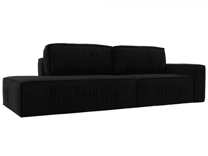 116803 Прямой диван Прага модерн подлокотник справа | Микровельвет | Черный