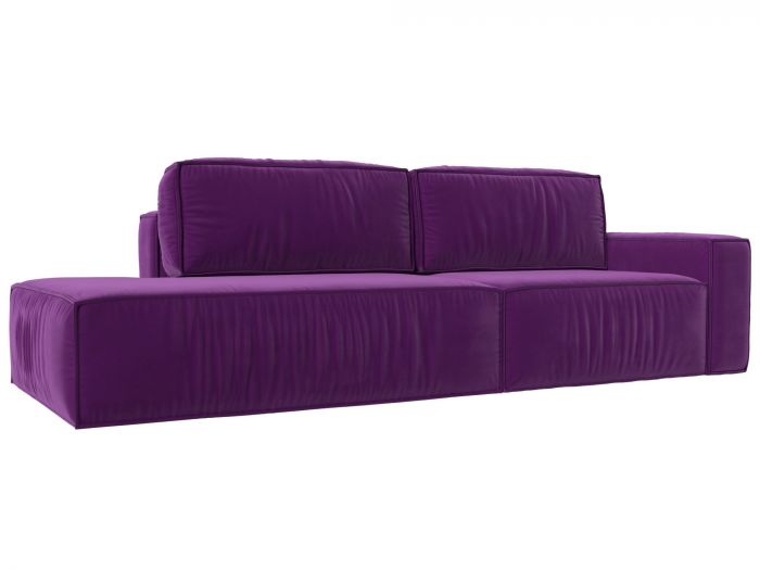 116802 Прямой диван Прага модерн подлокотник справа | Микровельвет | Фиолетовый