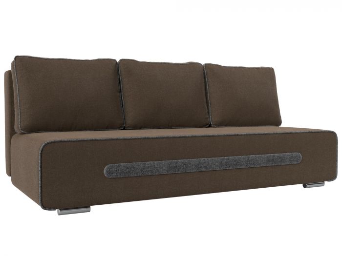 118690 Прямой диван Приам | Рогожка | Коричневый | Серый