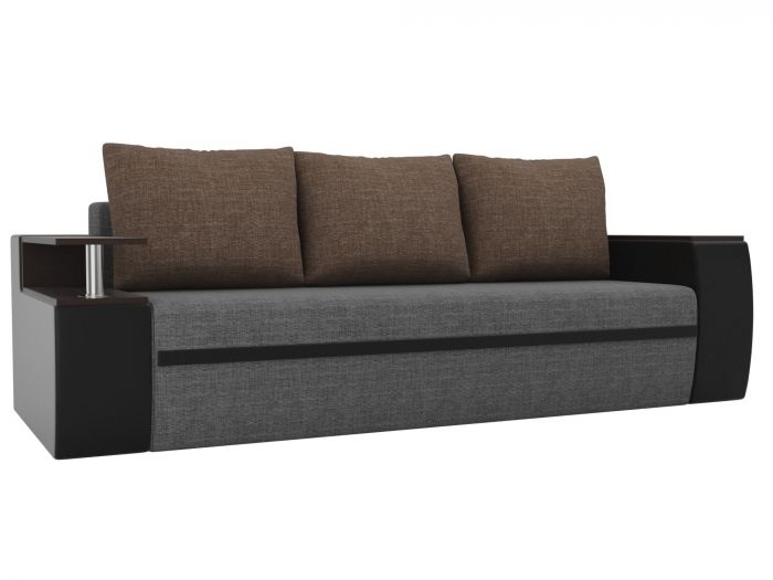 114992 Прямой диван Ричмонд | Рогожка | Экокожа | Рогожка | Серый | Черный | Коричневый