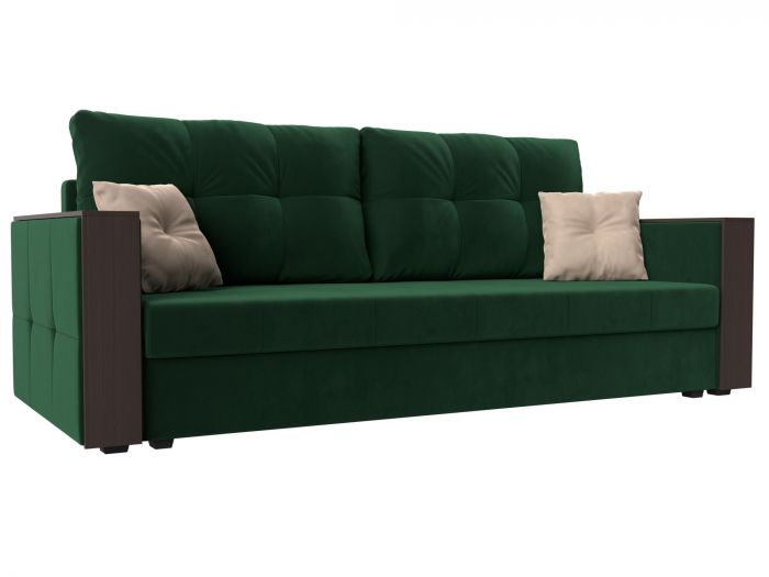 117213 Прямой диван Валенсия С | Велюр | Зеленый