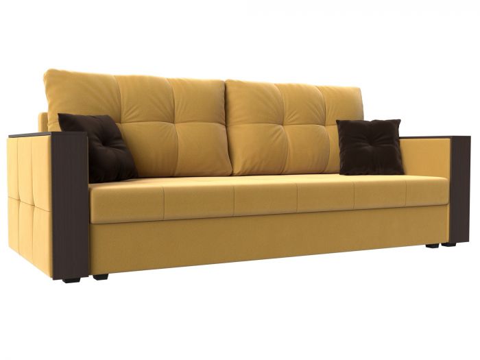 117220 Прямой диван Валенсия С | Микровельвет | Желтый
