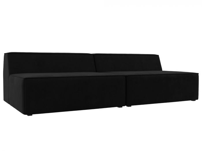 119378 Прямой модульный диван Монс | Микровельвет | Черный