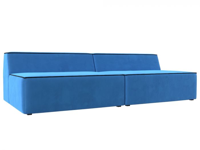 119364 Прямой модульный диван Монс | Велюр | Голубой | Черный