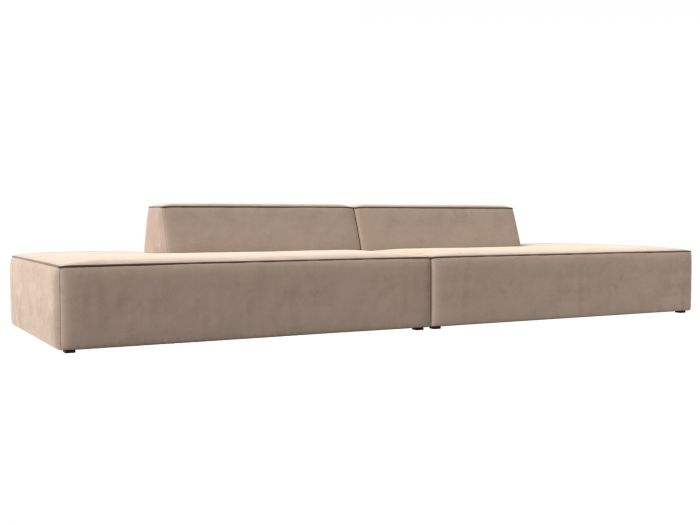 119619 Прямой модульный диван Монс Лофт | Велюр | Бежевый | Коричневый