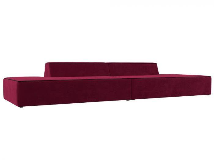 119637 Прямой модульный диван Монс Лофт | Микровельвет | Бордовый | Черный