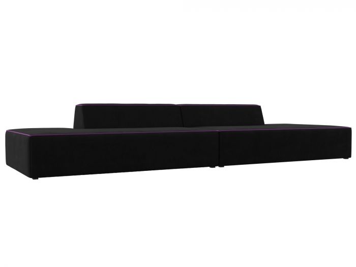 119644 Прямой модульный диван Монс Лофт | Микровельвет | Черный | Фиолетовый