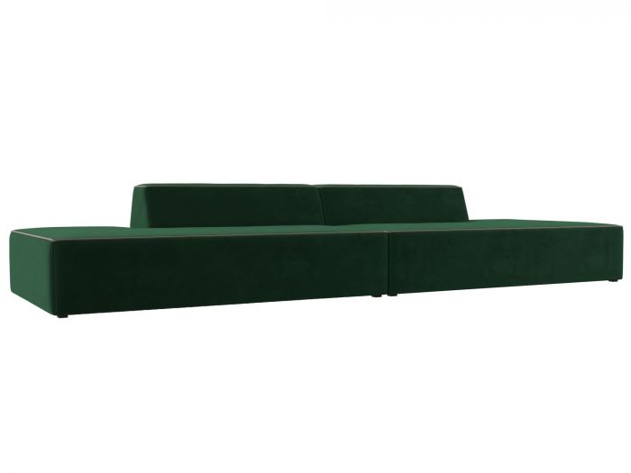 119622 Прямой модульный диван Монс Лофт | Велюр | Зеленый | Коричневый