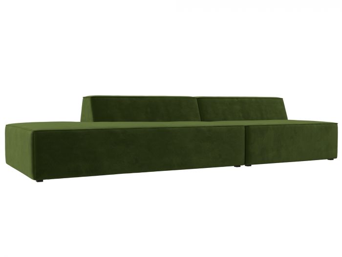 119468L Прямой модульный диван Монс Модерн левый | Микровельвет | Зеленый