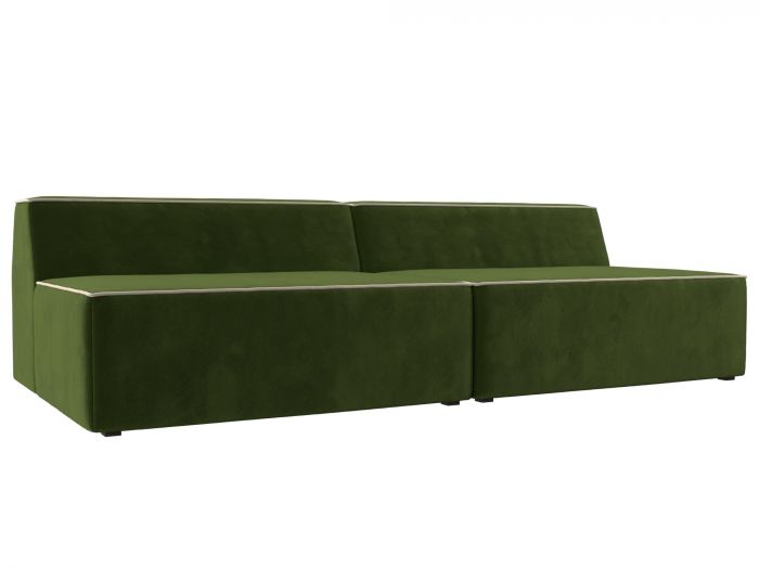 119381 Прямой модульный диван Монс | Микровельвет | Зеленый | Бежевый