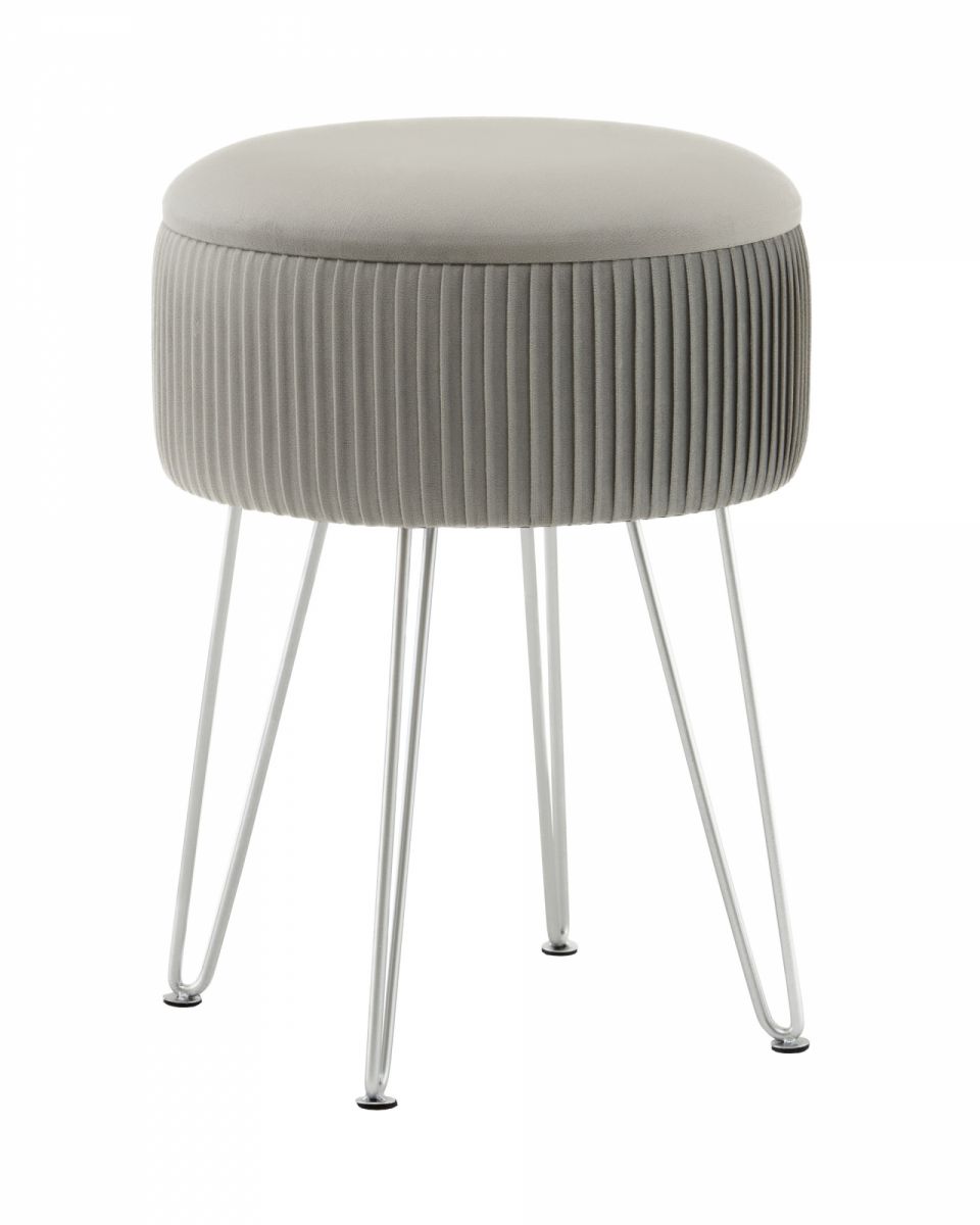 Пуф Астор серебристый серебряные ножки