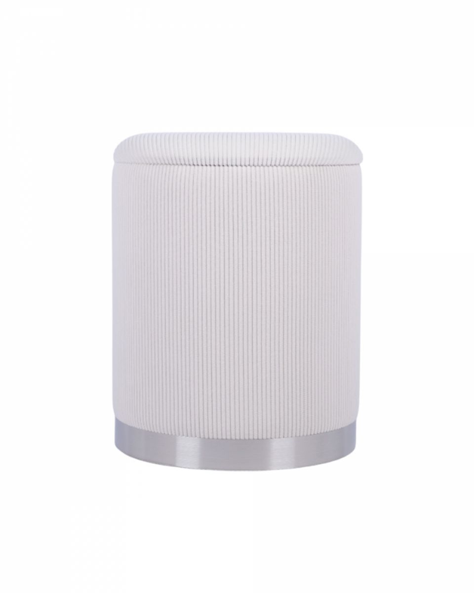 Пуф Эмили с ящиком серебро вельвет молочный