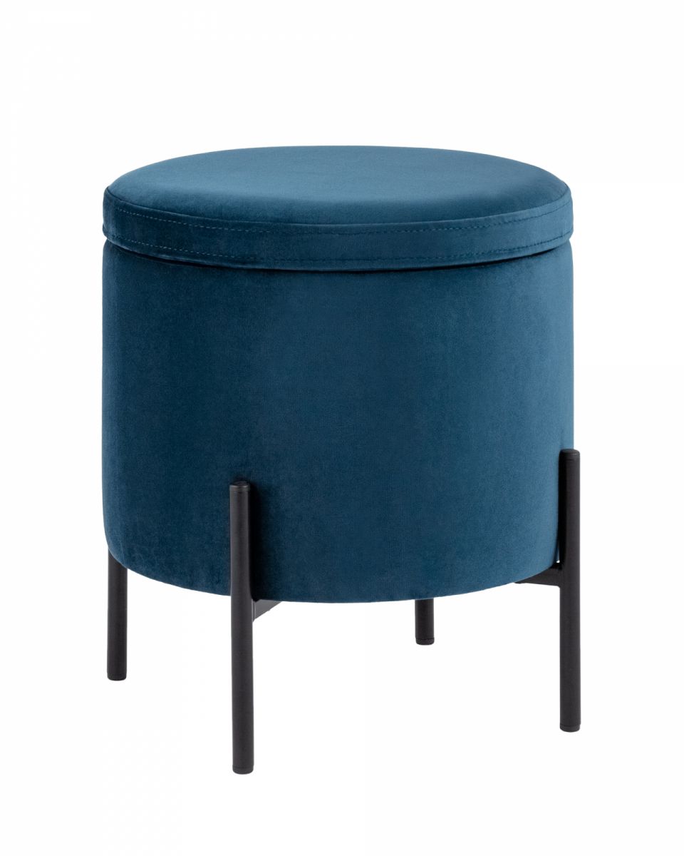 Пуф Грейс с ящиком велюр синий