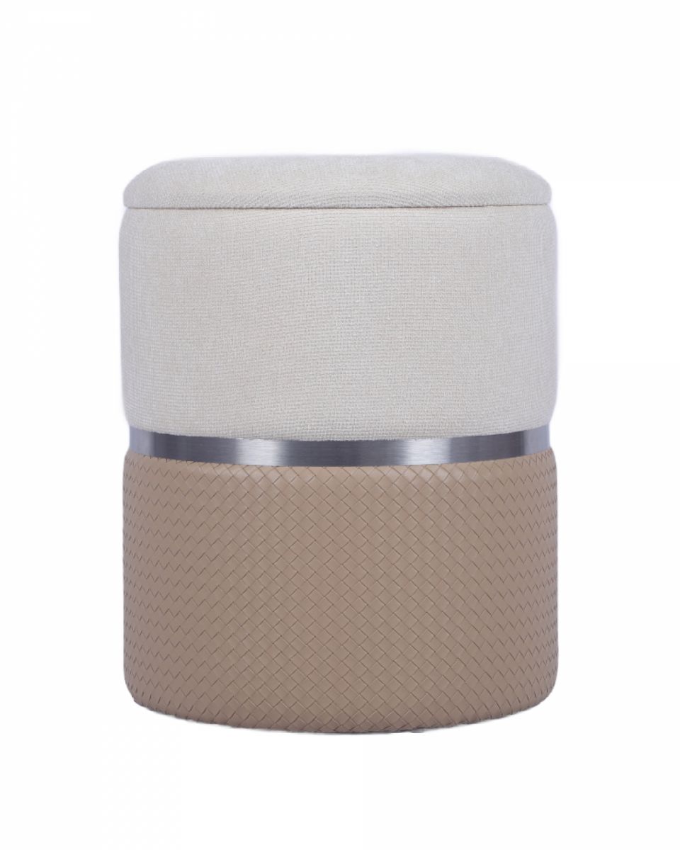 Пуф Кэрри с ящиком серебро шенилл бежевый