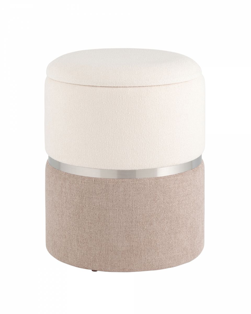 Пуф Кэрри с ящиком серебро серо-бежевый
