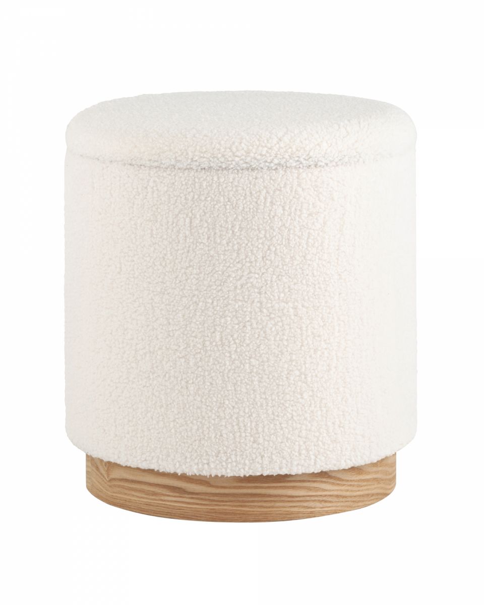 Пуф с ящиком Холли L тедди белый