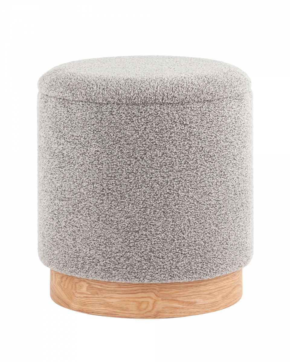 Пуф с ящиком Холли S букле серый