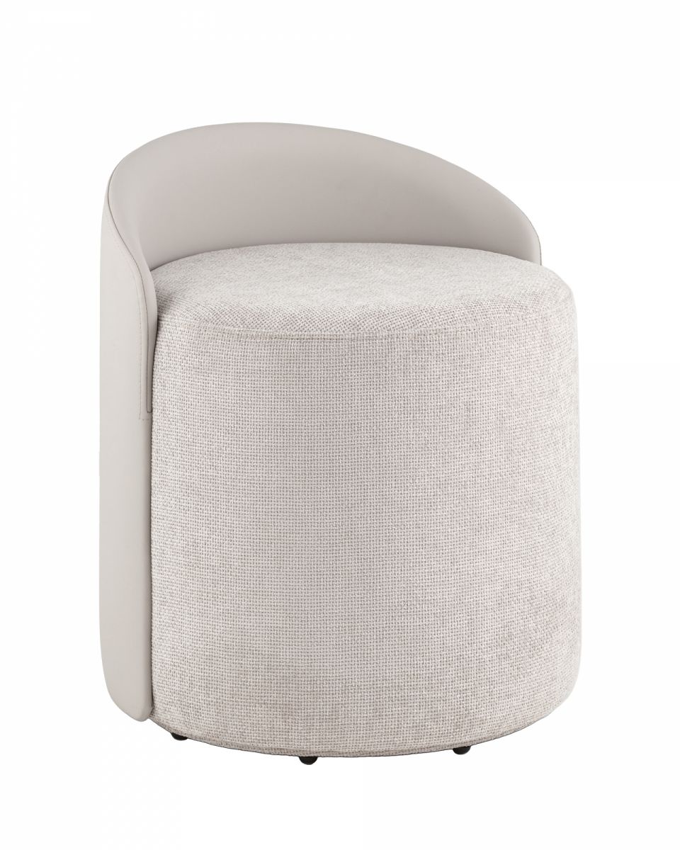 Пуф Тея спинка иск.кожа, сиденье шенилл светло-серый