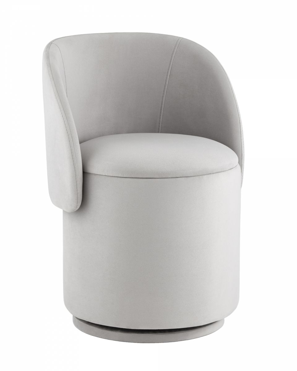 Пуф-трансформер Таунсвилл вращающийся с ящиком велюр светло-серый