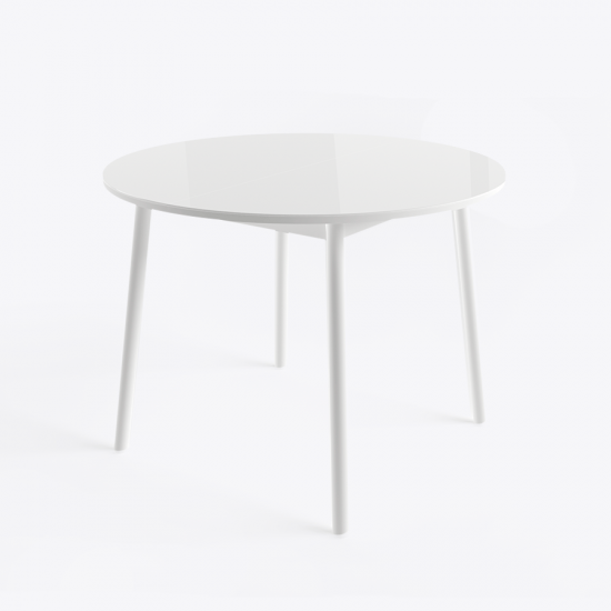 РАУНД стол круглый раздвижной со стеклом D100(137х100) см, Белый-Белый