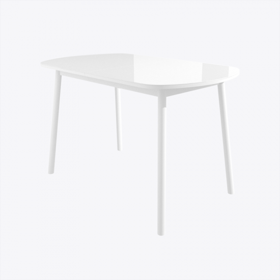 РАУНД стол раздвижной со стеклом 120(152)х70, Белый-Белый