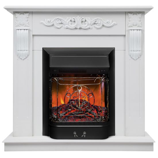 RealFlame Электрокамин Sorento WT с Majestic Lux S BL, звук потрескивания дров, без пульта ДУ