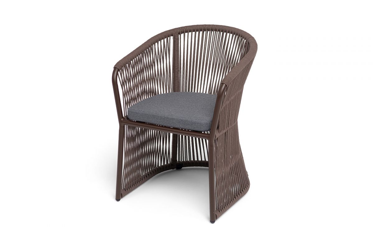"Романо" стул плетеный из роупа, каркас алюминий коричневый (RAL8016) муар, роуп коричневый круглый,