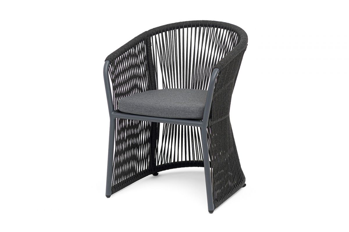 "Романо" стул плетеный из роупа, каркас алюминий темно-серый (RAL7024) муар, роуп темно-серый круглы