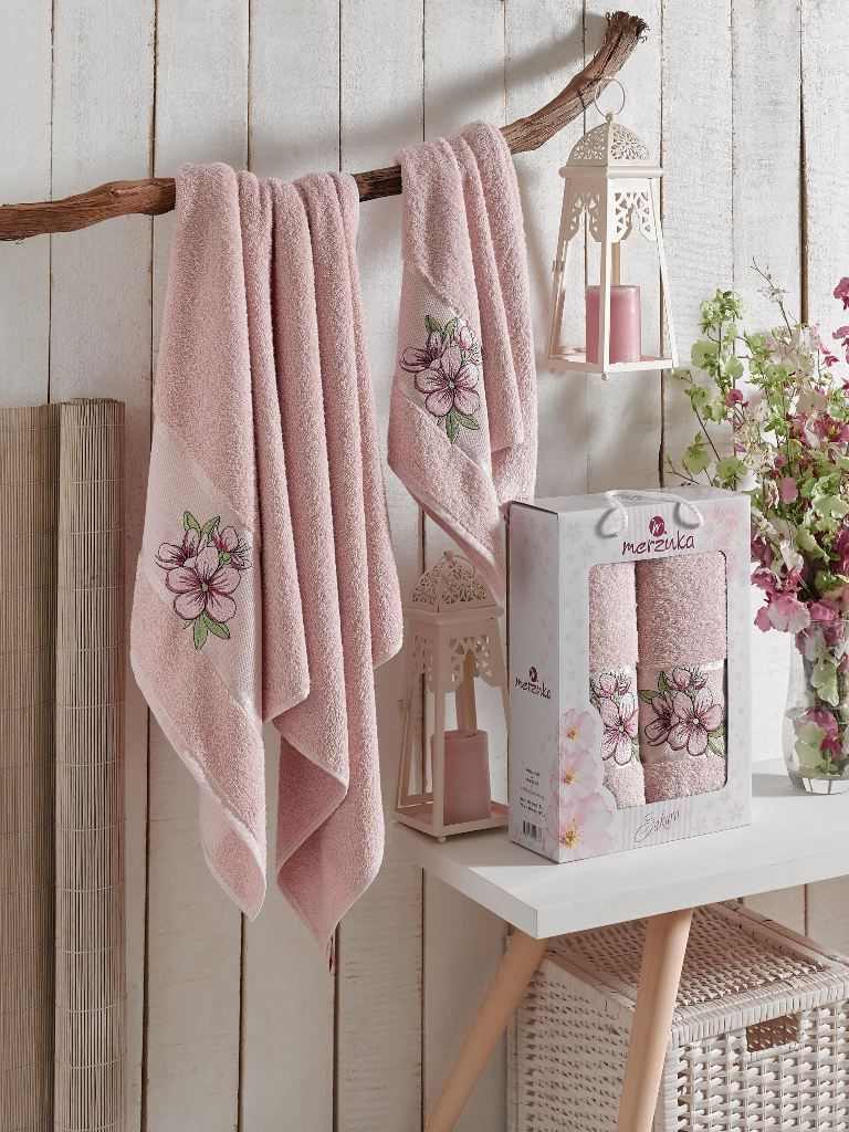 Розовый IRIS арт.9520 (50х80+70х130 ) в коробке Набор полотенец MERZUKA