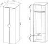 S02498 ПИКСИ шкаф распашной с 2 дверьми и полкой 60x57x183, озорной василек - 3