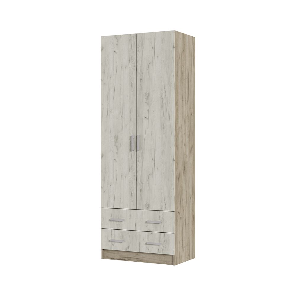 Шкаф 2х створчатый ГАРМОНИЯ ШК 603 М (800х2200х500) дуб крафт белый-дуб крафт серый