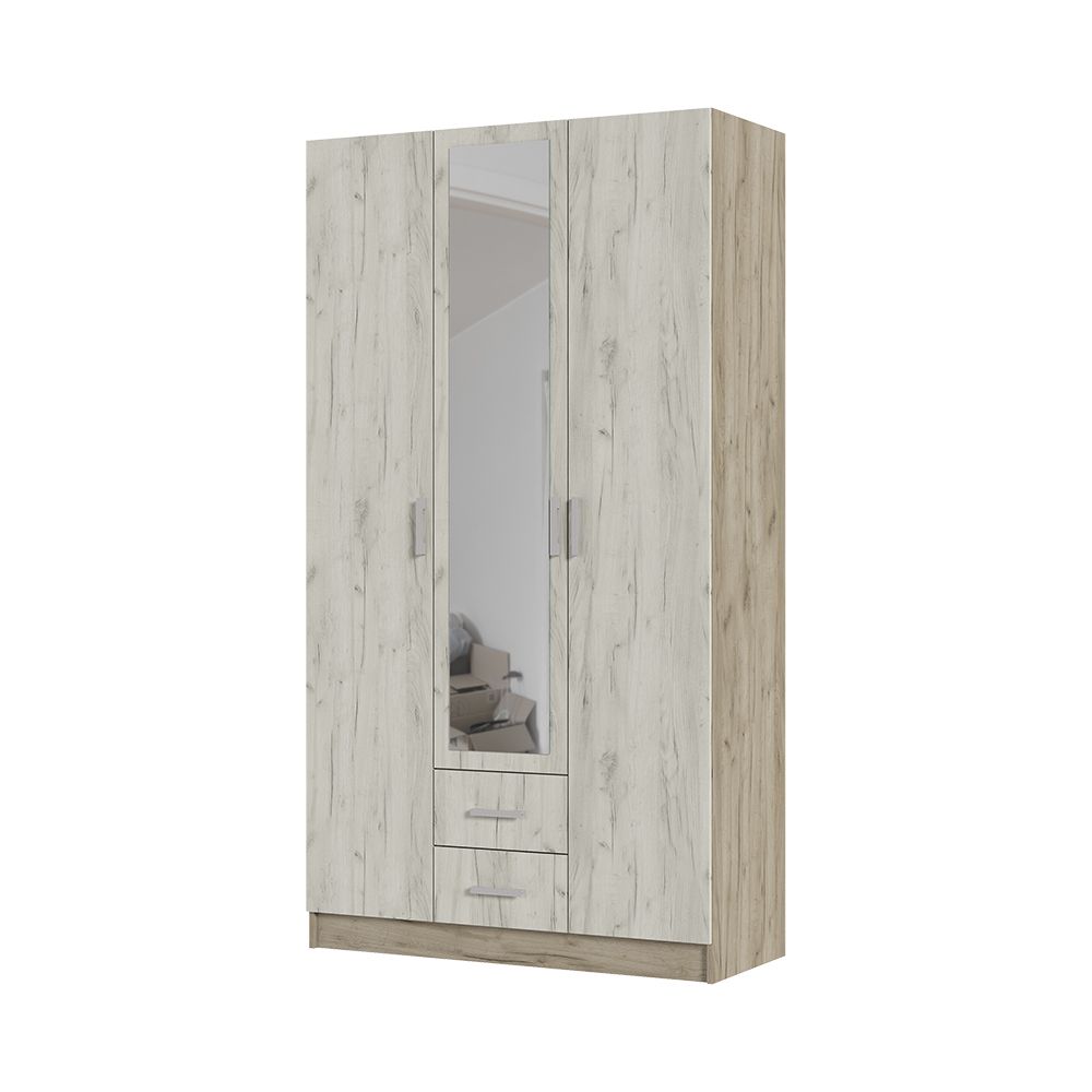 Шкаф 3х створчатый ГАРМОНИЯ ШК 601 М (1200х2200х500) дуб крафт белый-дуб крафт серый