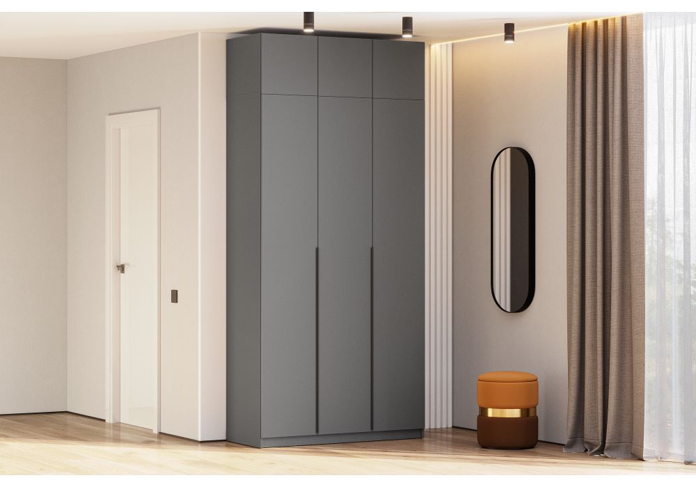 Шкаф Даиго с антресолью графит серый текстурный комплектация 2