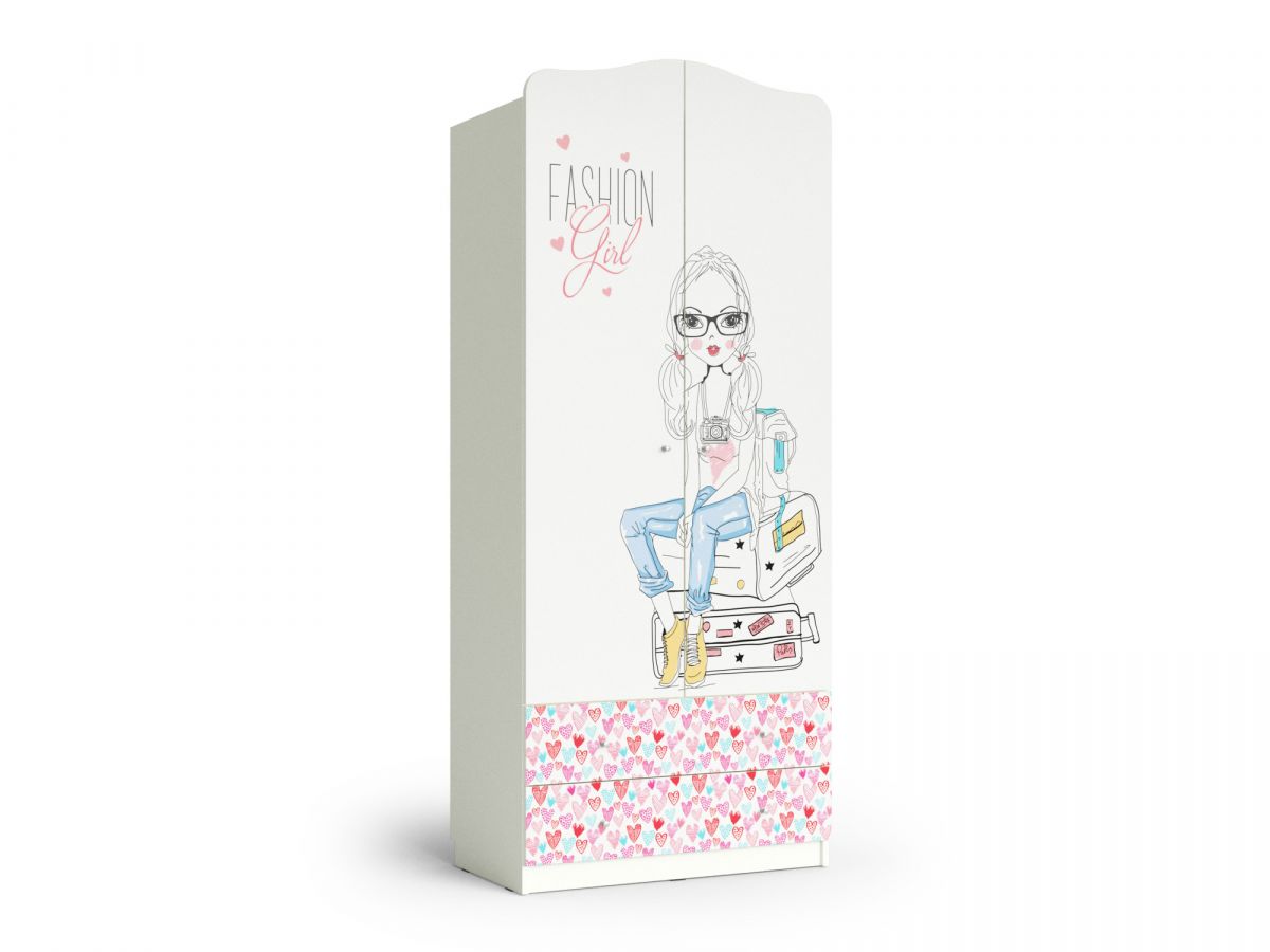 Шкаф "Девочки", Белый шёлк