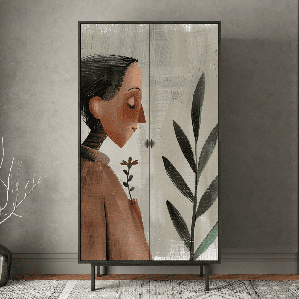 Шкаф двухдверный "Emerson Art Женщина с цветком" арт EM091-Art2
