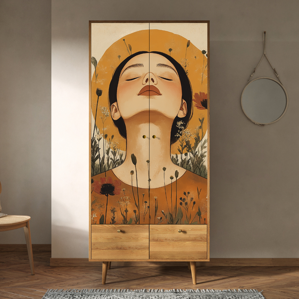 Шкаф двухстворчатый "Berber Art "Девушка и закат" арт BB16-Art09