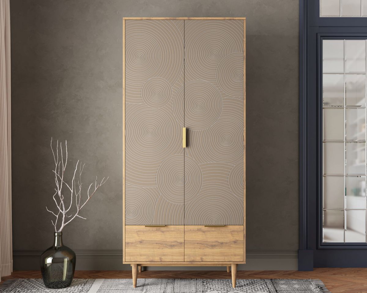 Шкаф двухстворчатый с ящиками "Line" R26-beige