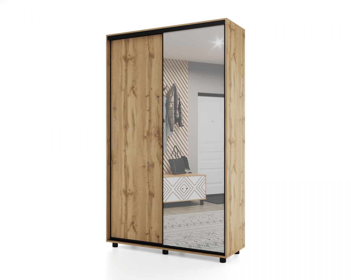 Шкаф-купе PRIME, 120х45х230 Дуб вотан с зеркалом