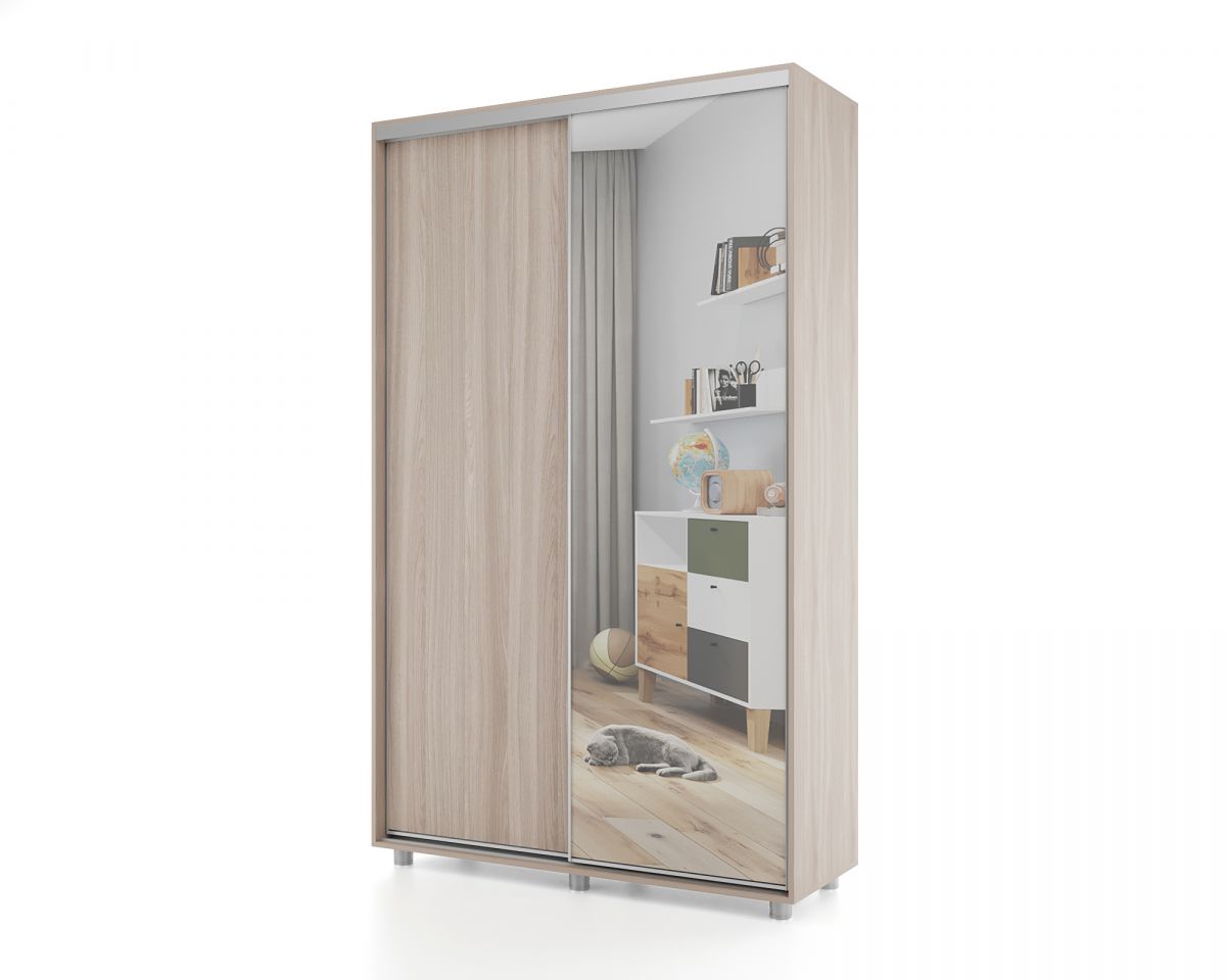 Шкаф-купе PRIME, 140х45х230 Шимо светлый с зеркалом
