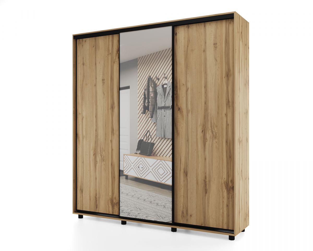 Шкаф-купе PRIME, 177х60х230 Дуб вотан с зеркалом